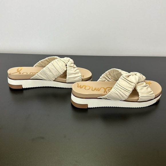Sam Edelman Aliana Cream Bone Leather Crisscross Slip On Slide Sandals 7.5M - Picture 12 of 14